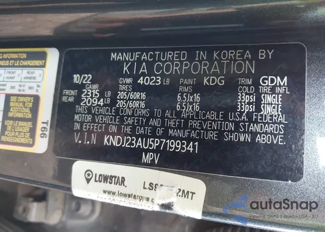 2023 Kia Soul Lx z USA, uszkodzony, nr VIN KNDJ23AU5P7199341